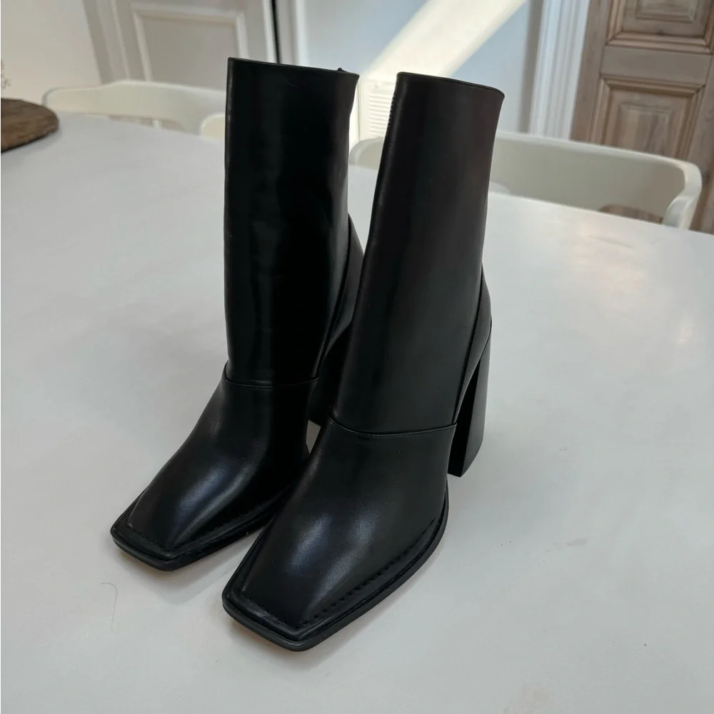 Alias Mae black leather square toe heeled boots - Picture 2 of 5